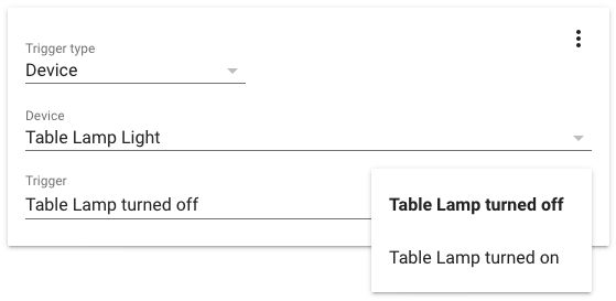 Screenshot of defining a device trigger.