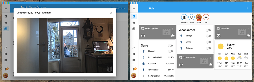 Screenshot of two Lovelace windows open side-by-side